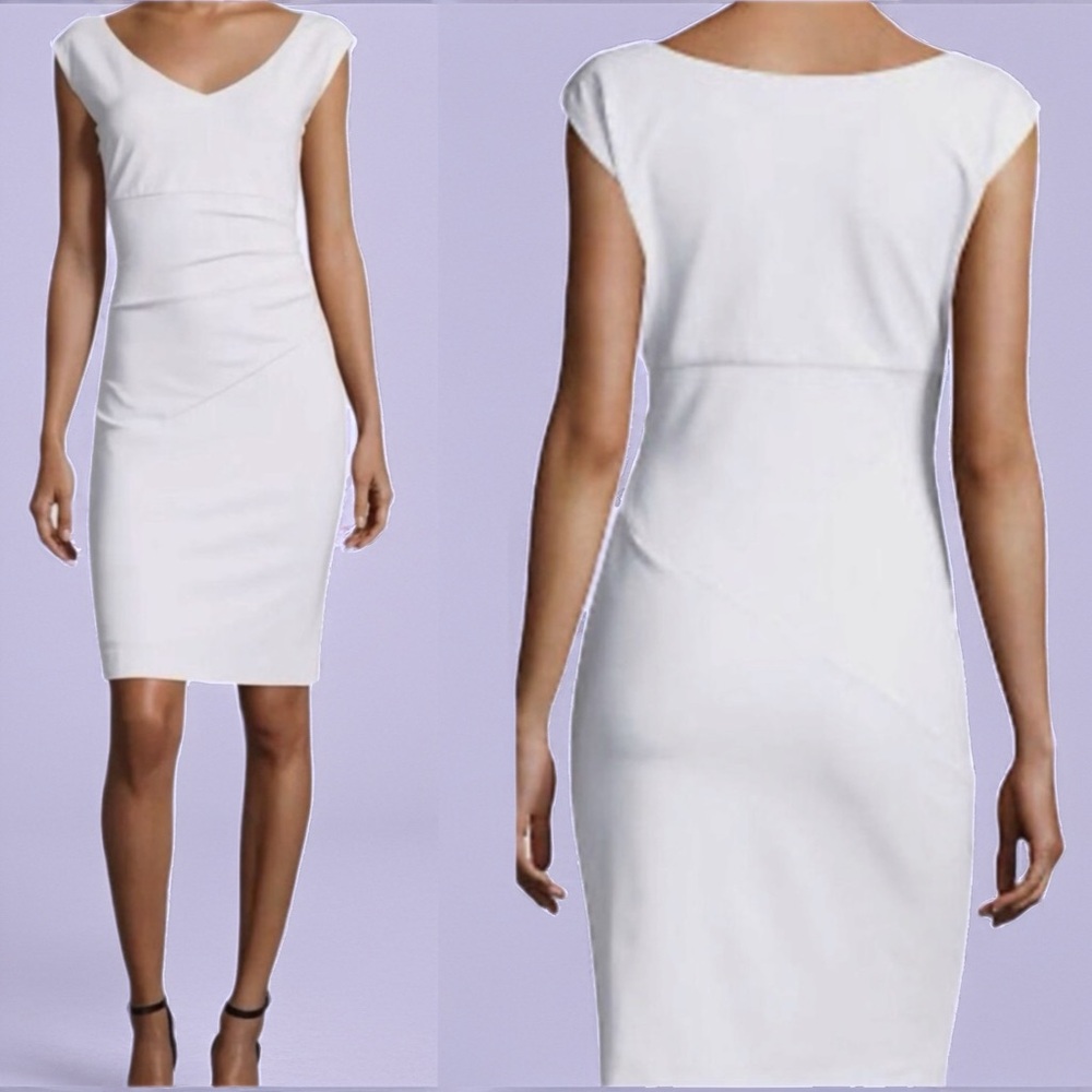 Diane Von Furstenberg White V-Neck Sheath Bevin Dress